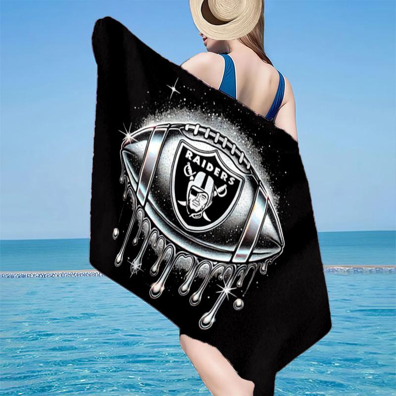 Las Vegas Raiders Microfiber Beach Towel, Lightweight And Quick-Dry, for Summer Travel, Beach Essential, Swimming Pool