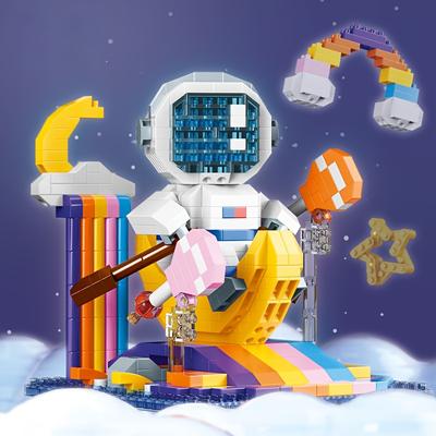 Космонавт, астронавт, строительные блоки, игрушки, набор с коробкой для дисплея, украшение для рабочего стола, мини-кирпичи, детские игрушки «сделай сам», праздничные подарки