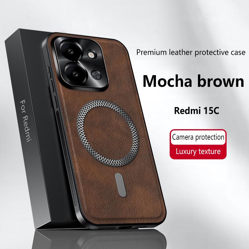 For Redmi 15C Leather Full-cover Magnetic Waterproof Shockproof Fingerprint Phone Case