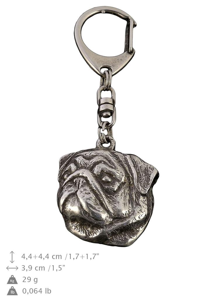 Mops, Pug, Carlin Ii - Posrebrzany Brelok Do Kluczy Z Psem, Ozdoba Torebki, Zawieszka Do Plecaka Marki Art-Dog