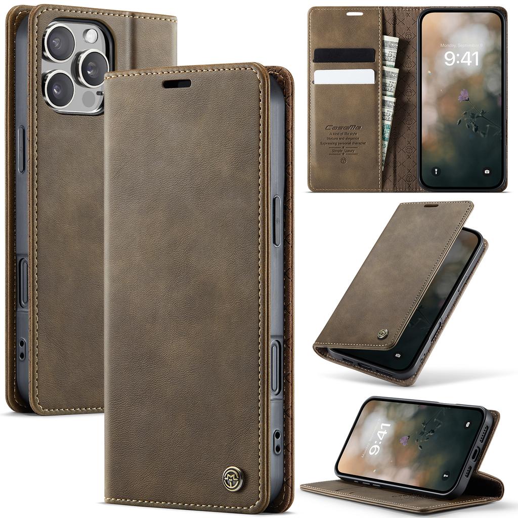 Кожаный чехол-книжка с карманом для карт для iPhone 17 16 15 14 Plus 13 12 11 Pro Max с магнитной подставкой и противоударной крышкой
