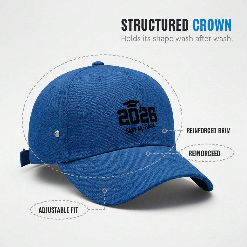 [Graduation Baseball Cap] 2026 Sign My Shirt Print Adjustable Polyester Breathable Casual Cap For Unisex Adults Class Of 2026 Gift