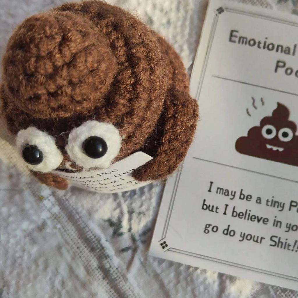 Funny Positive Poop Hug Pocket Hug Mini Handmade Plush Wool Knitted Doll Cute Desktop Decoration Birthday Holiday GiftDecoration