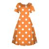Women's Casual Fashion  Dress Vintage Sunflower Printed Round Short Sleeve Waisted Midi Long Big Swing Dresses