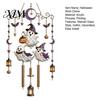 Bat Moon Themed Decor Halloween Stained Glass Style Wind Chime, Acrylic Suncatcher Hanging Ornament with Ghost Black Cat Raven Witch Festive