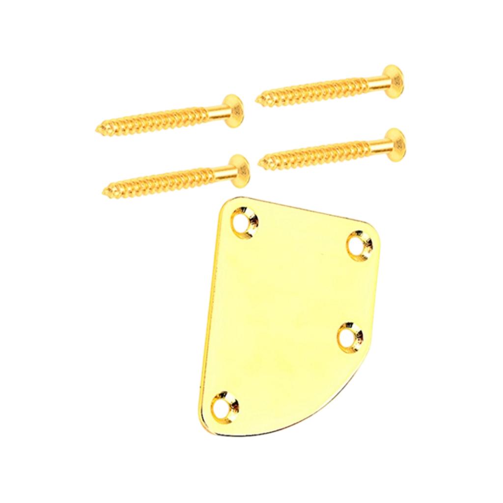 Electric Guitar Neck Plate with Screws 4 Holes Guitar Neck Joint Board Replacement Neckplate Electric Guitar Bass Parts