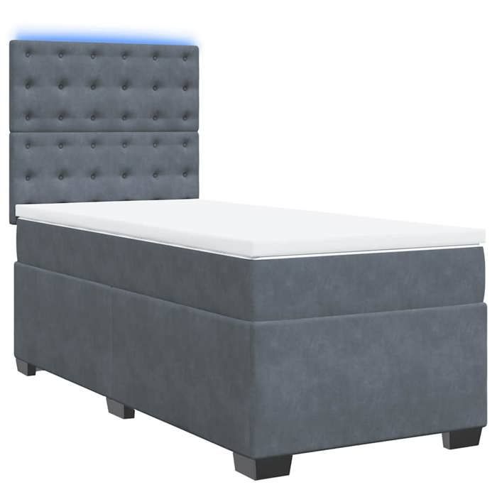 Maison Exclusive - Sommier à lattes de lit et matelas Gris foncé 90x200 cm Velours