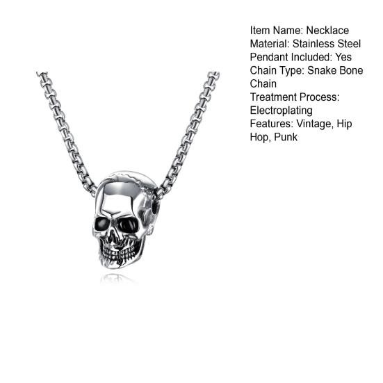 Крик Череп Кулон Ожерелье Винтаж Хип-Хоп Панк Личность Из Нержавеющей Стали Змея
