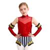 Girls Circus Costume Set Shiny Sequins Mock Neck Sleeveless Jumpsuit Matched Metallic Over Sleeve