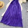 Summer Women Sexy Purple Strapless Open Back Sequined Beading Long Midi Holiday Beach Dress