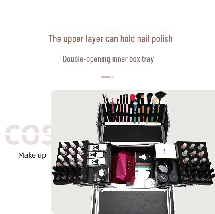 Профессиональный кейс-тележка для визажиста: Хранилище большой вместимости с замком для инструментов для макияжа, маникюра и тату.