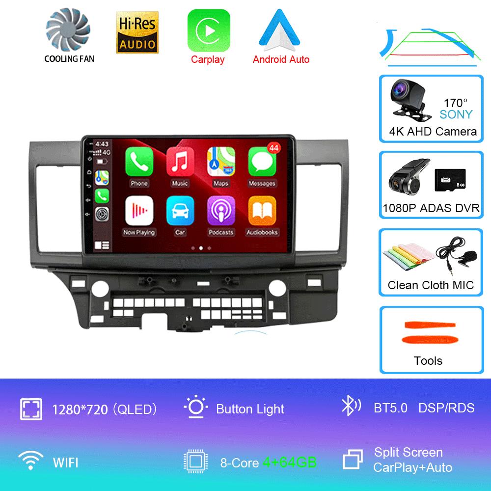 Для Mitsubishi Lancer 2007-2012 Android 14 4G Автомагнитола Автомагнитола Мультимедиа Видеоплеер Навигация GPS 2din 2 Din Carplay