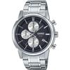 Мужские часы Casio Standard MTP-E510D-1A2V Кварцевые с хронографом 1/10 секунды Черный/Серебристый