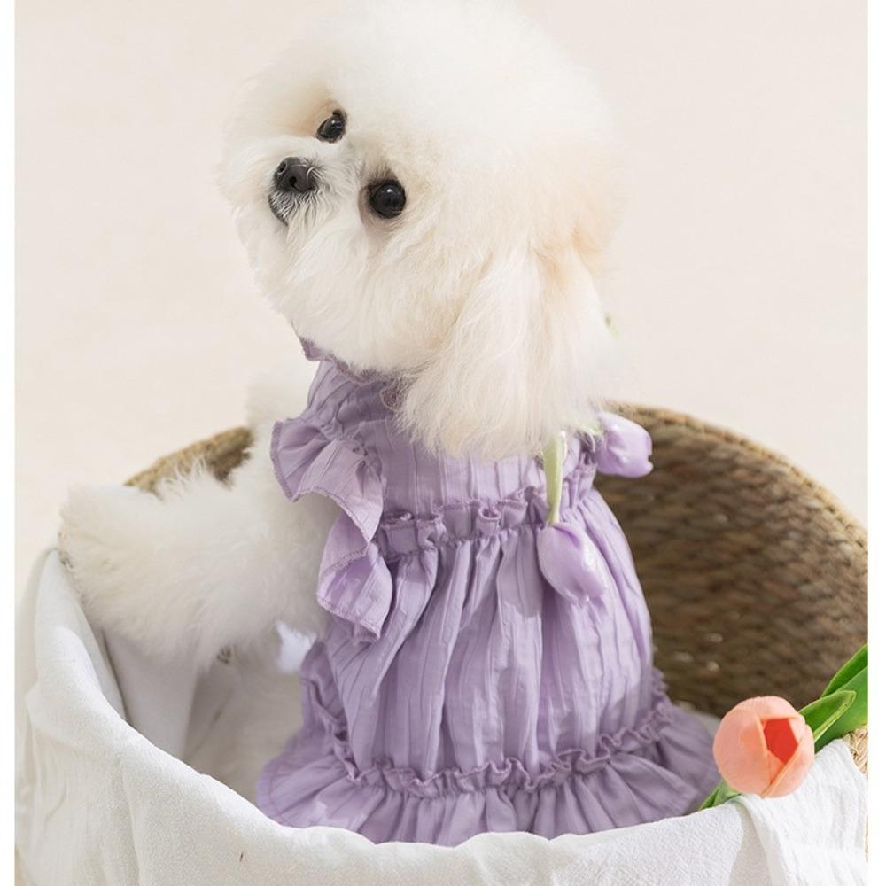 Dog Spring Summer Princess Style Beautiful Tulip Puppy Dog Dress Small Dog Bigbear Teddy Pet Clothing