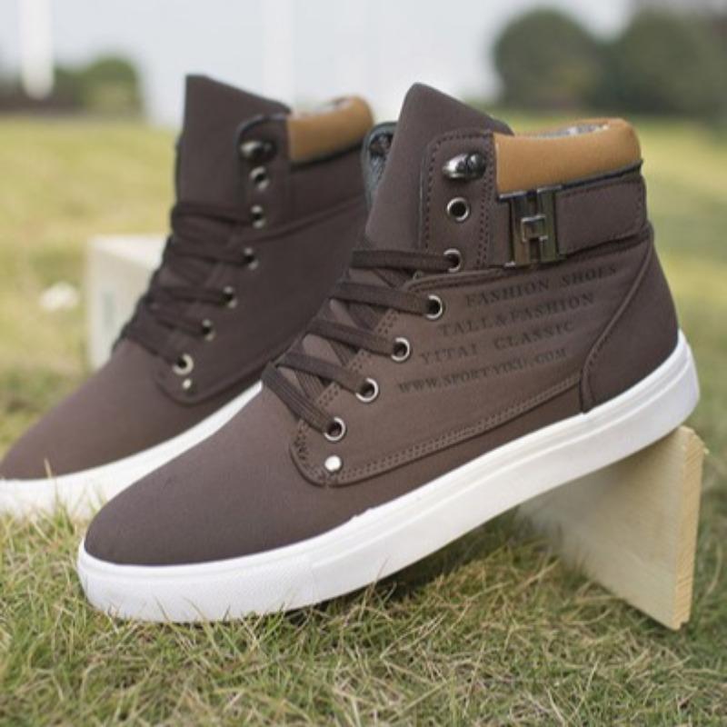 Fashion Men's Casual Shoes Fashion High-Top Sneakers for Men Korean Version Street Skate Shoes Retro Lace Up Platform Ankle Boots Botas