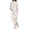MEME XTRA Cotton Loungewear Pajama Crew Fluffy Strawberry Long Loose Relaxed Perfect for Women's Set, Neck, Flannel, Warm, Fleece-Lined, Sleeves, Fit,