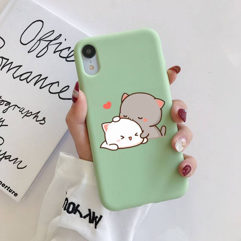FHNBLJ Mochi Peach Goma Cat Чехол для телефона Мягкий однотонный чехол для iPhone 11 12 13 mini pro XS MAX 8 7 6 6S Plus X XR