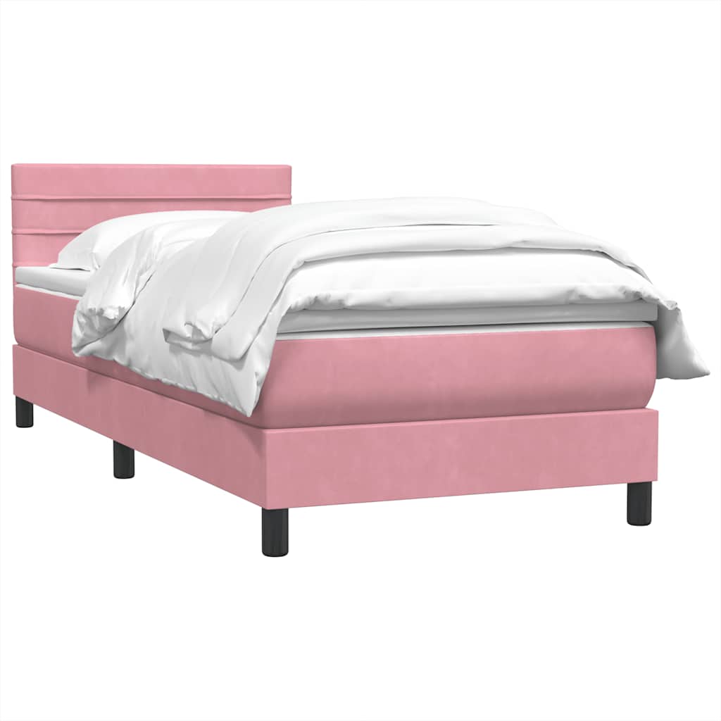 Pink Box Spring Bed with Mattress 80x220 cm Velvet