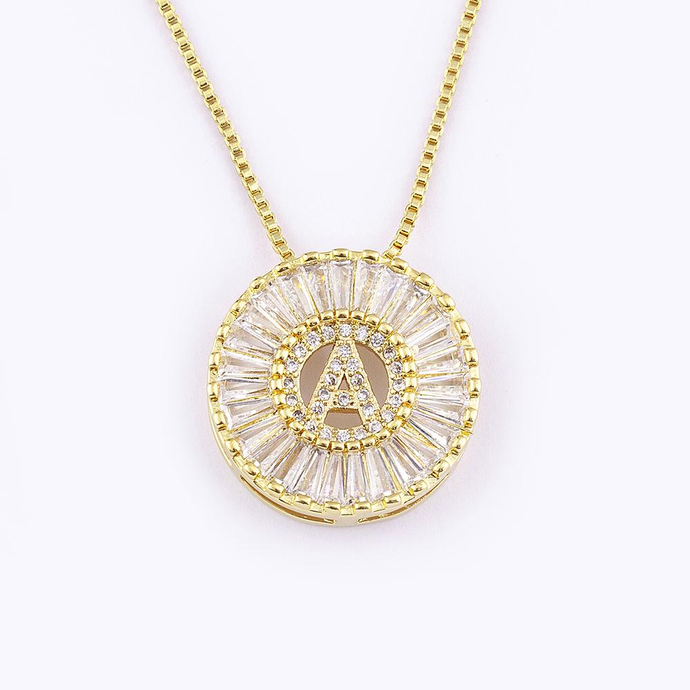 Nidin Name Initials A-Z 26 Zircon Letters Necklace Gold Color Alphabet Clavicle Chain Choker For Women Pendant Collar Jewelry