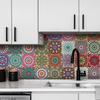 Средиземноморский стиль узор Утолщенная защита от загрязнений Кухонная наклейка Украшенная декоративная наклейка Самоклеящиеся обои