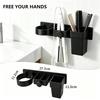 Hair Dryer Holder Wall Mount Hair Straightener Curling Plastic Storage Rack Multifunctional Tools Organizer Bathroom