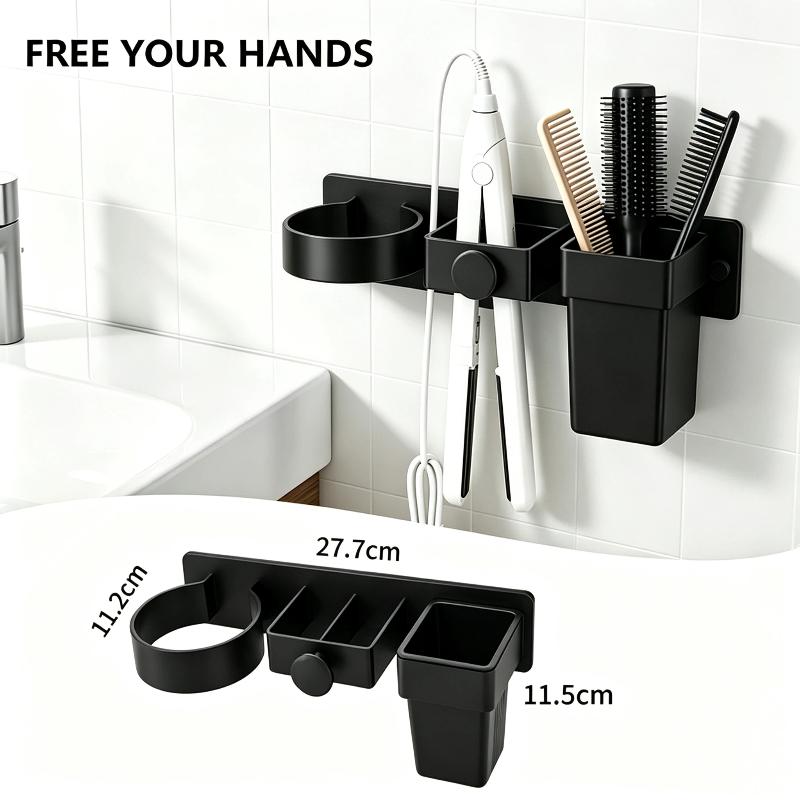 Hair Dryer Holder Wall Mount Hair Straightener Curling Plastic Storage Rack Multifunctional Tools Organizer Bathroom