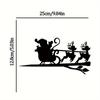 Two Little Deers Pulling Sleds On Branch Iron Art Silhouette - Home Garden Yard Patio Outdoor Decoration for Christmas