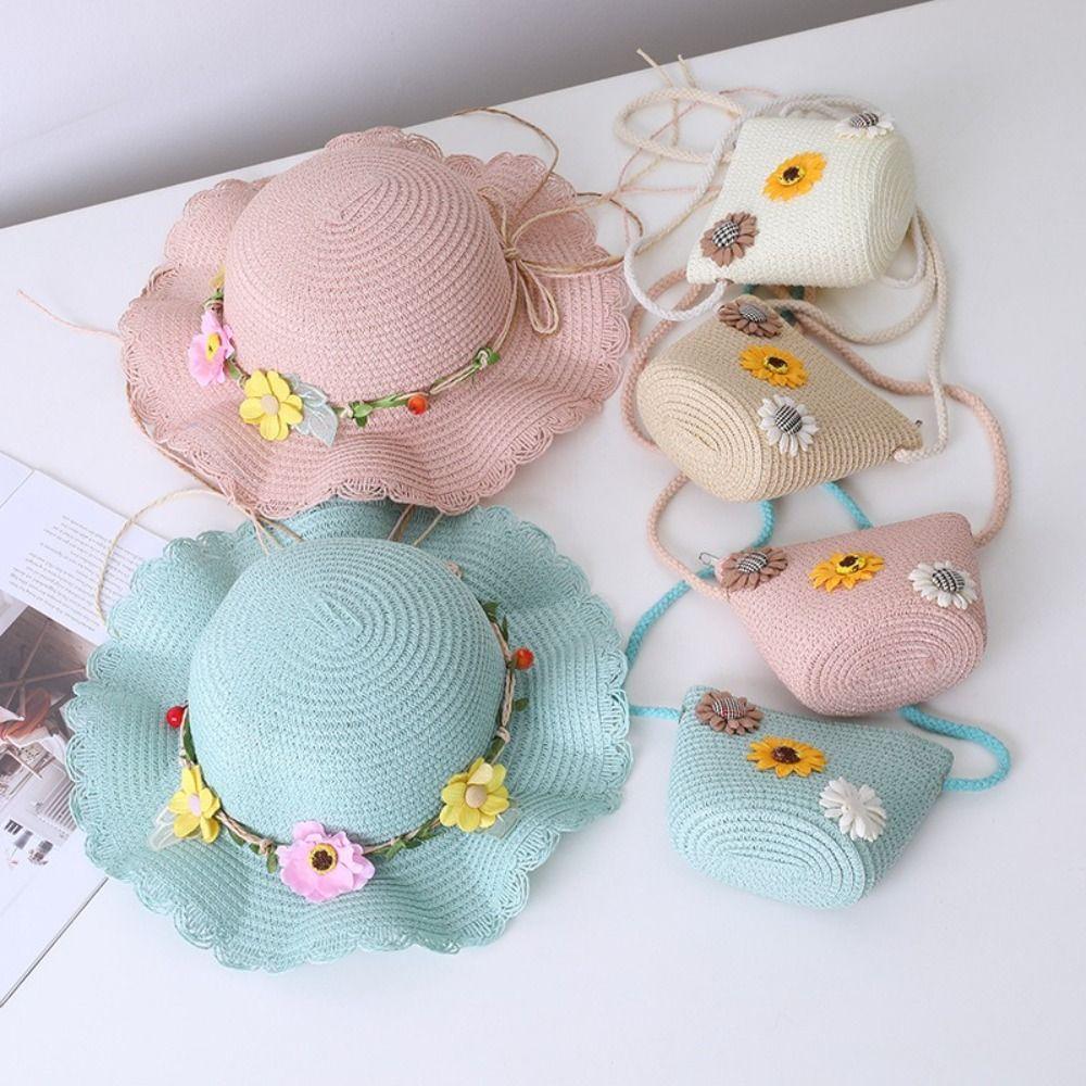 Cute Kids Sun Hat 2-8 Years Straw Hat Fashion Girls Sun Hat Beach