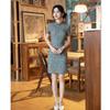 New Chinese ice silk hemp single-layer short cheongsam 1011 summer new slim and thin young girl daily wear
