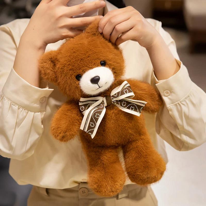 30см Милый Плюшевый Мишка Игрушки Кавайный Мишка с Сердцем Милый Мишка с Шарфом и Бабочкой Мягкая Набивная Животная Подушка Подарок на День Святого Валентина