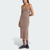adidas Оригинальное платье ESS RIB DRESS Женское облегающее миди-платье в рубчик без рукавов Цвет: Тауп Женское KE3167