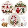 Christmas Cross Stitch Kit for Beginners Embroidery DIY Material Package with Hoops Colored Threads Needles Instructions Holiday Craft Set for Adults