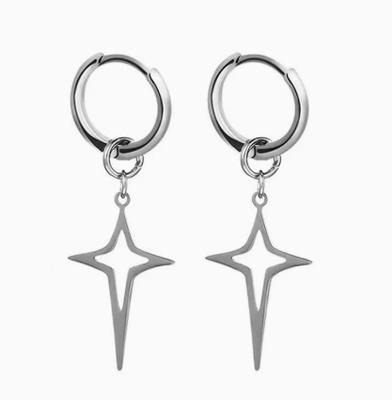 Серьги-кольца из нержавеющей стали, межграничные, стального цвета, требуют прокола ушей (2 куска)