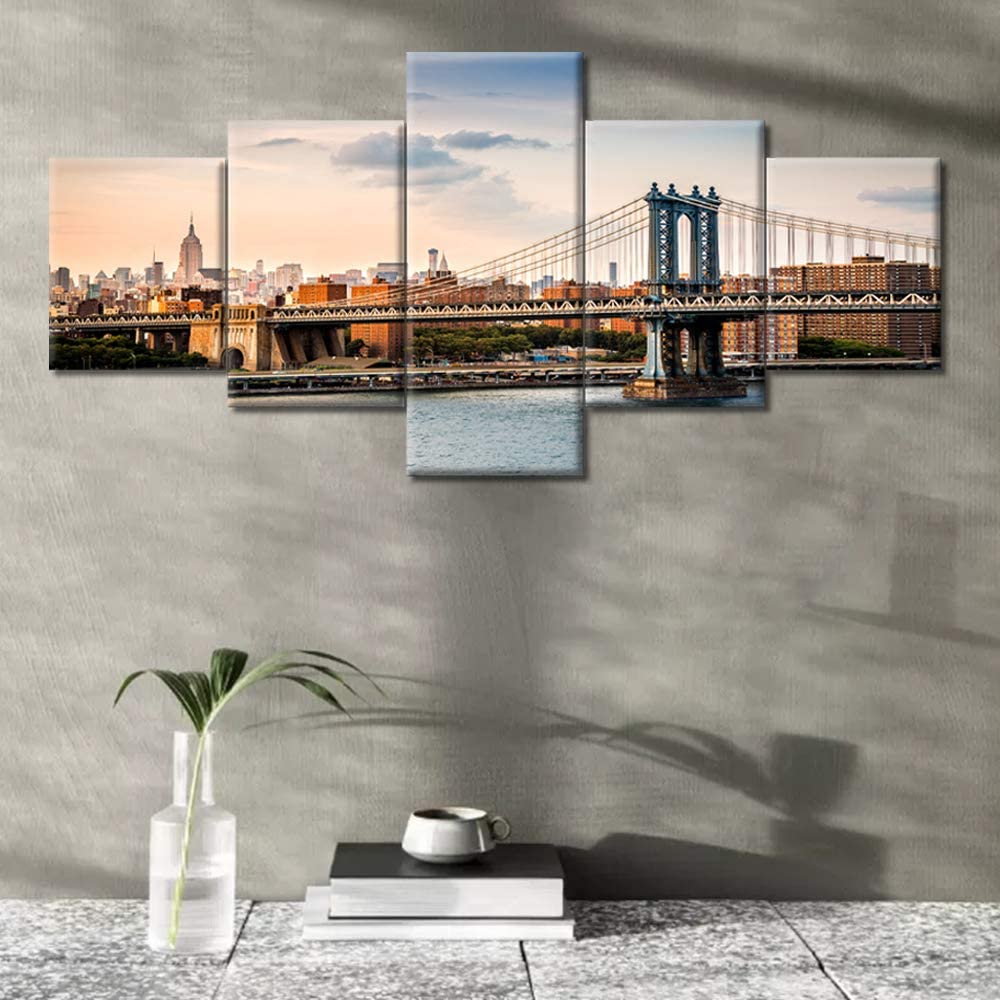5 шт. Манхэттенский мост картины Нью-Йорк Skyline фотографии настенный постер домашний декор 5 панелей декор комнаты холст искусство HD печать