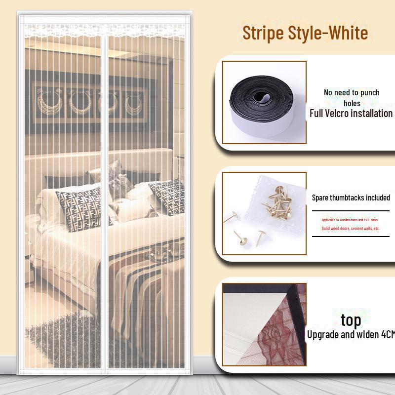 Магнитная полиэстеровая полосатая противомоскитная штора для двери для летней вентиляции