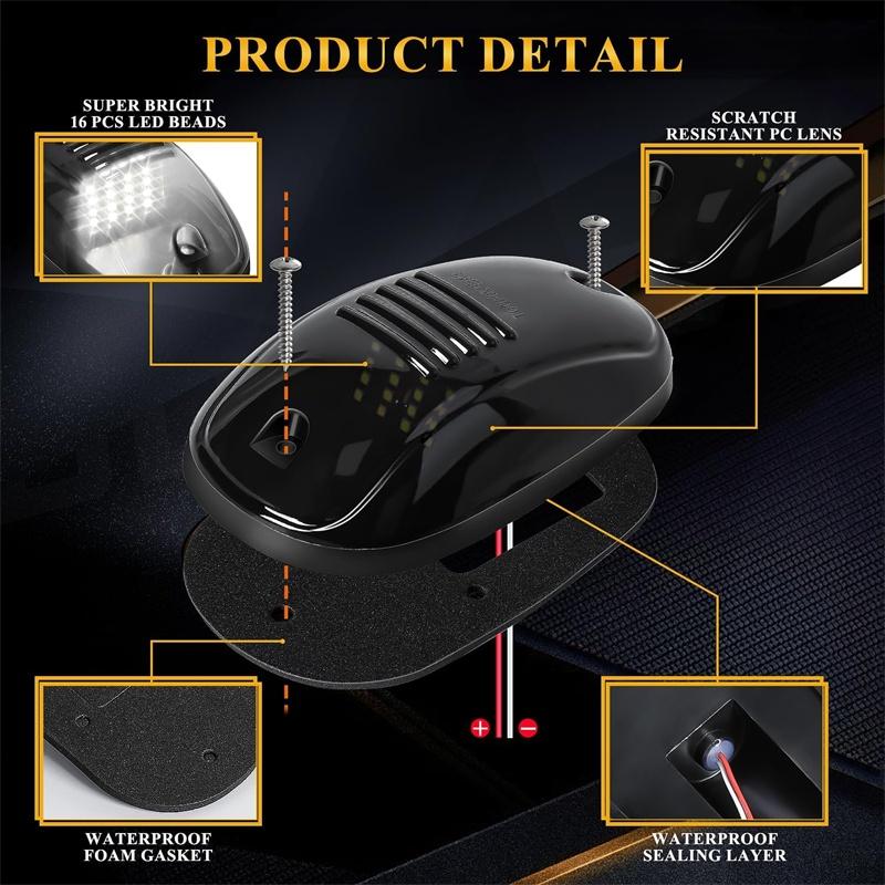 Universal 16 LED Car Cab Roof Marker Lights IP68 External Clear/Smoked Lens Lamps for Truck SUV 12V Driving Light