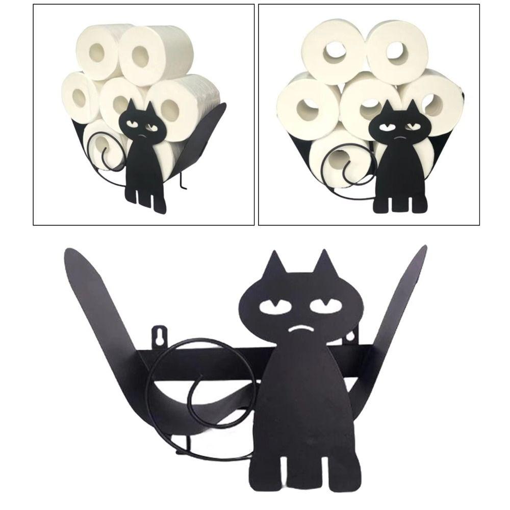Storage Toilet Paper Holder Wall Decoration Towel Roll Shelf Black Kitchen Paper Shelf  Household