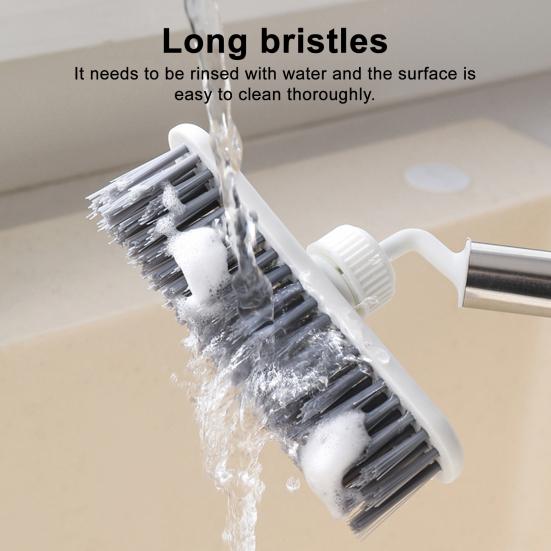 Crevice Brush with Extended Handle Universal Rotation Design V-Shaped Dense Bristles Stubborn Stain Remover Brush