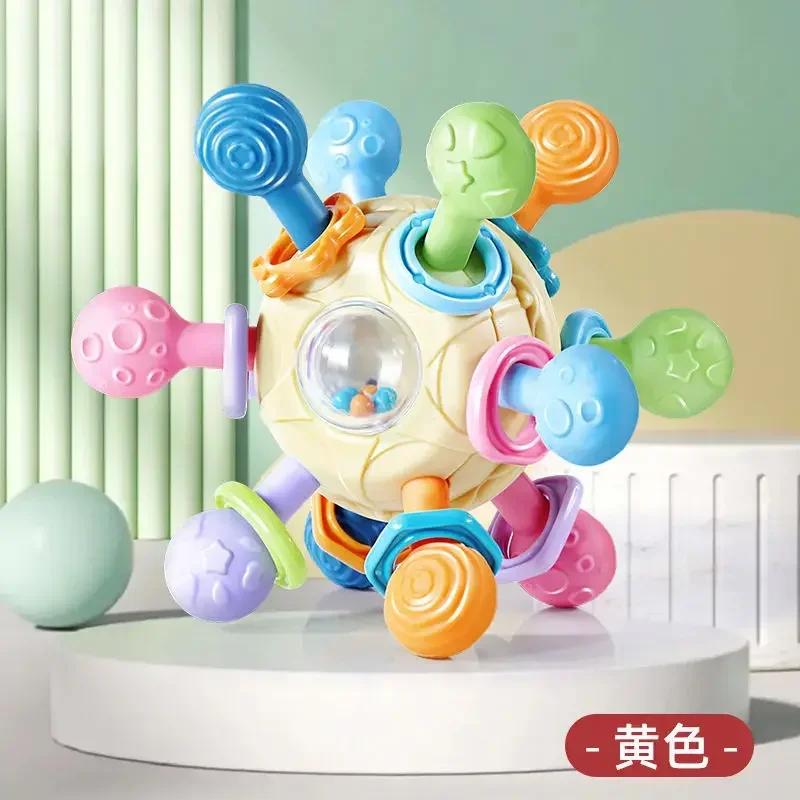 Baby Toys 0 12 Months Rotating Rattle Ball Grasping Activity Baby Development Toy Silicone Rattles Baby Sensory Toys for Babies