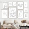 Black White Couple Line Wall Art Canvas Painting Line Drawing Hand Love Kiss Posters and Prints Nordic Picture Living Room Decor