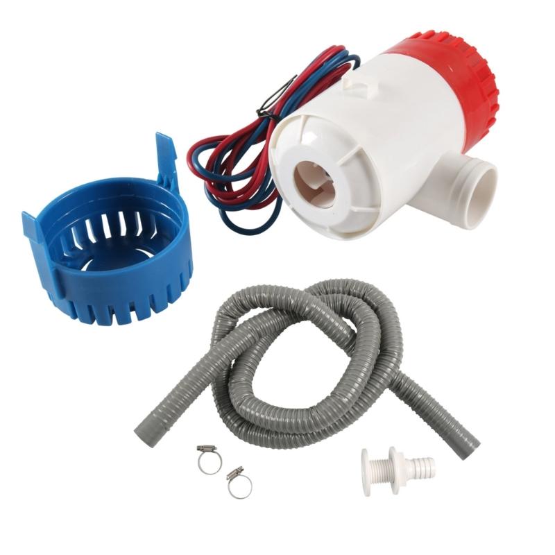 Мощный трюмный насос из ПВХ, 1100 галлонов в час с дренажным комплектом, хомуты для шлангов, фитинг через корпус для автодома, парусных лодок, яхт, водного транспорта