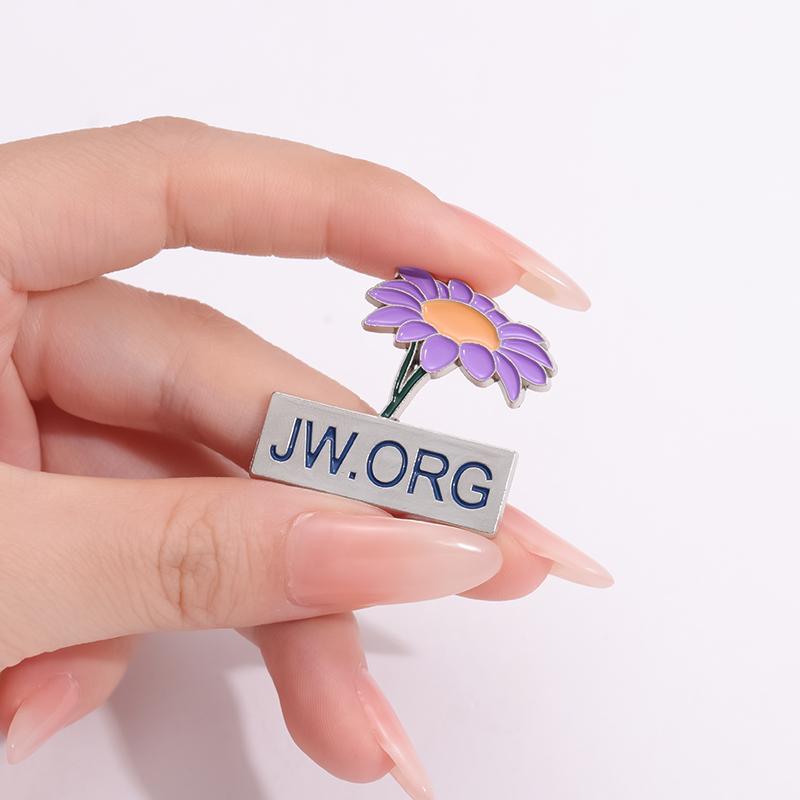 Фиолетовая ромашка эмалевые значки на лацкан на заказ JW.ORG Иисус броши значки на лацкан мультяшные цветочные украшения подарок для детей друзей