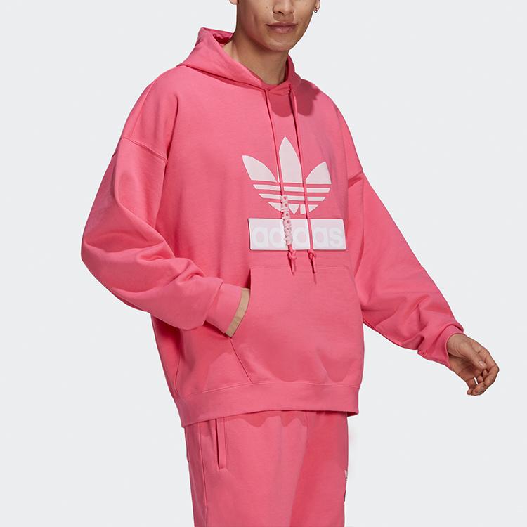 adidas Оригинальная Толстовка с Капюшоном Adidas Originals с Контрастным Логотипом Big Trefoil Модная Повседневная Уличная Одежда Топ Мужской Полу-Солнечно-Розовый H09352