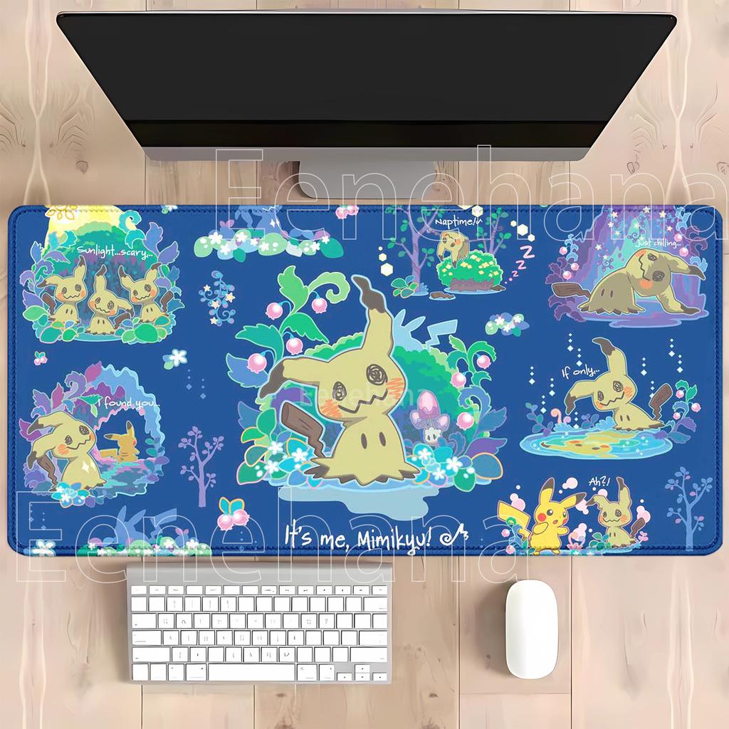 Hd Printing Mouse Pad Mimikyu Anime Kawaii Pc Keyboard Overlock Gaming Mousepad Offices Nonslip Base 40x90cm Desk Mat