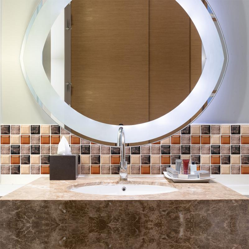 6PCS 3D мозаика водонепроницаемый ванная комната кухня украшения ПВХ плитка наклейка наклейка