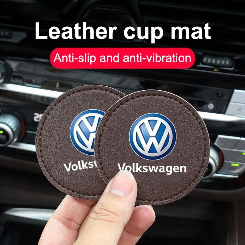 For VW 2Pcs Car Non Slip Water Cup Pad Car Rubber Mat Accessories For VW Volkswagen Golf Polo Passat Tiguan Touran Jetta Car-S