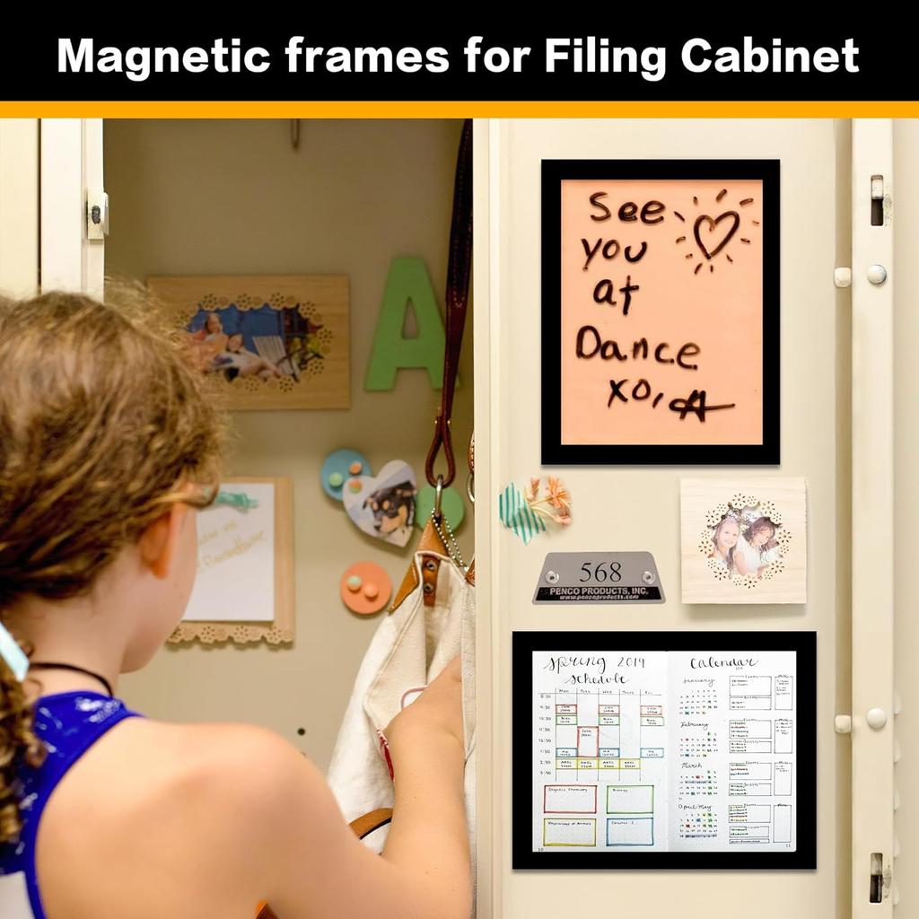 5Pack Magnetic Frames for Refrigerator - 8.5 x 11 Magnetic Sign Holder, Magnetic Paper Holder Document Holder for Fridge, Metal, Whiteboard Surface -