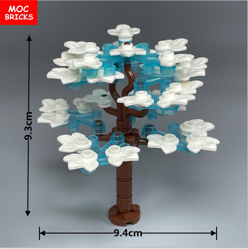 Non-Toxic Moc Bricks Window Fence Arch White Winter Snow Horse Figure City Architectural Church Accessories Children Christmas Toys