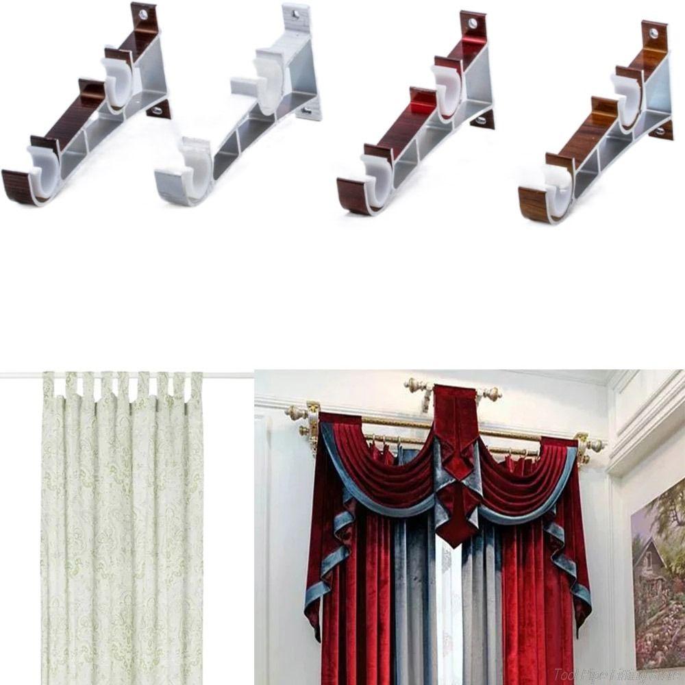 Hang Curtain Rod Holders Metal Double Rod Bracket Window Hardware Holder Double Curtain Rod Bracket