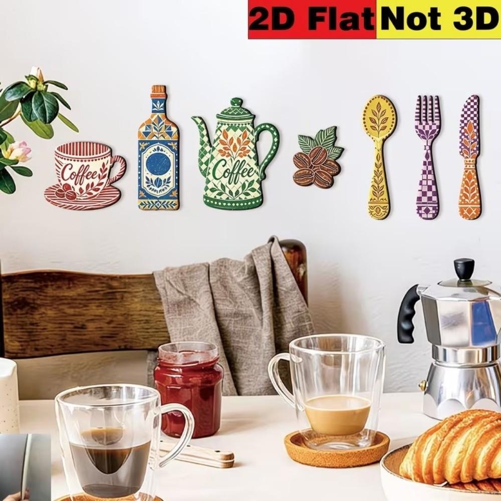 7Pcs Coffee Themed Coffee Utensil Wooden Ornament  Restaurant Decoration
